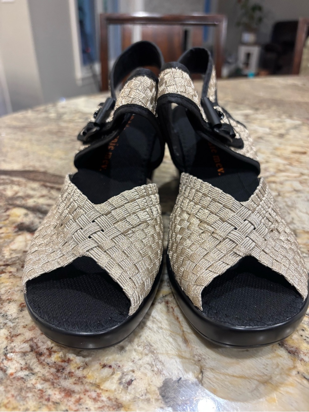 Bernie Mev Woven Slingback Heels in Natural Black Trim - Picture 6 of 10